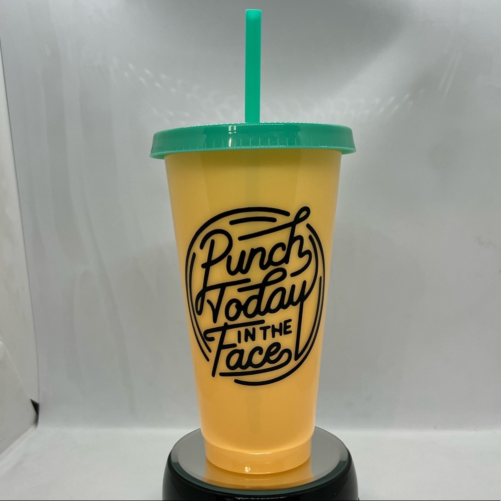 Color Changing Cold Cup 24oz 709ml PUNCH TODAY IN THE FACE NWOT